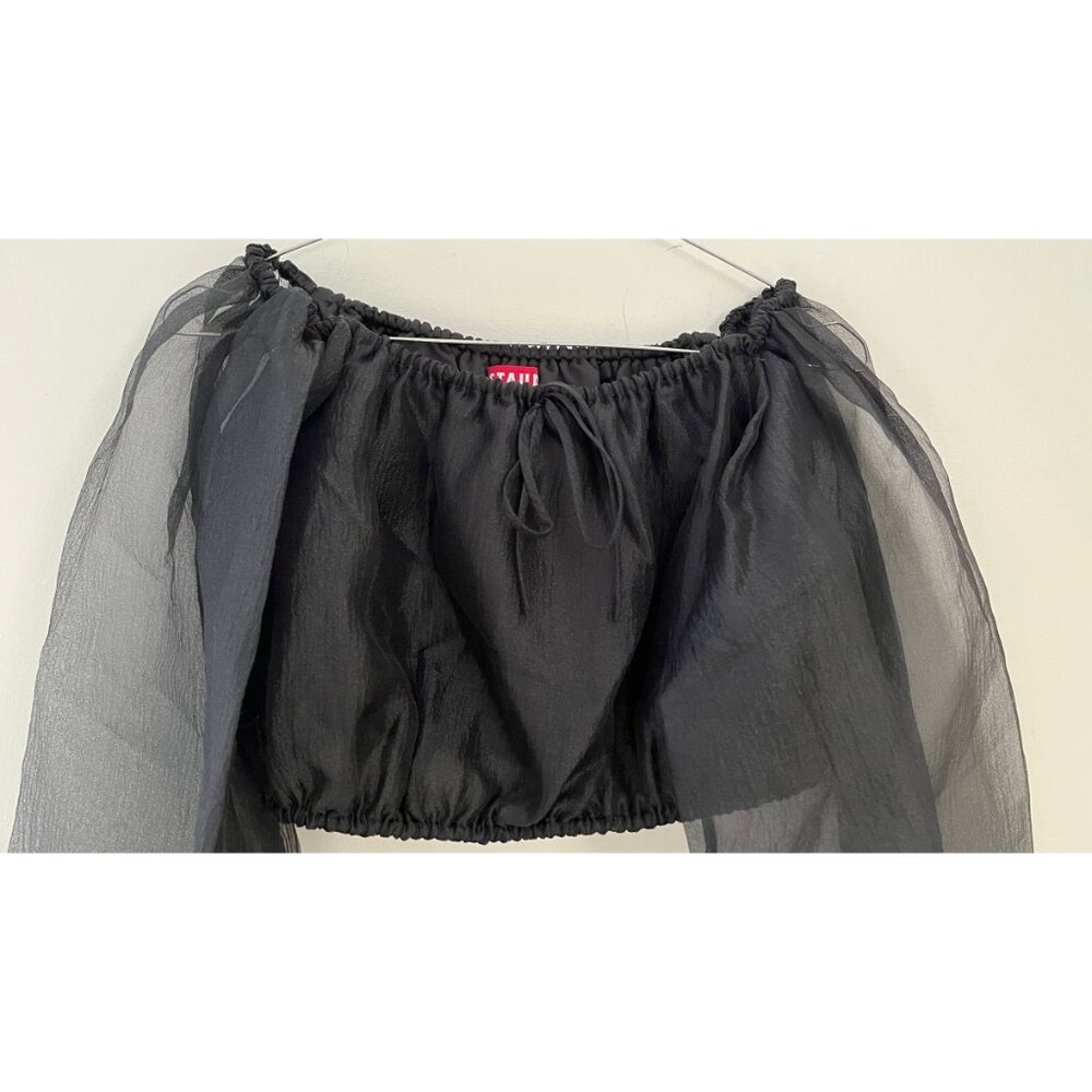 STAUD BLACK CROPPED BLOUSE S - Picture 2 of 6